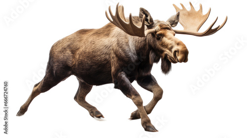 Wallpaper Mural a bull moose running 3/4 view in an isolated and transparent PNG in a Wildlife-themed, photorealistic illustration. Generative ai Torontodigital.ca