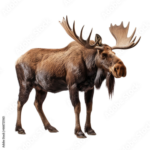 Wallpaper Mural a bull moose standing 3/4 view in an isolated and transparent PNG in a Wildlife-themed, photorealistic illustration. Generative ai Torontodigital.ca