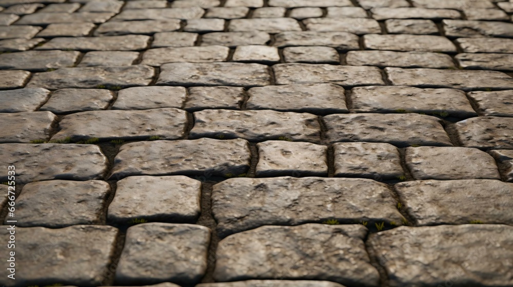 a cobblestone road with a pattern of bricks
