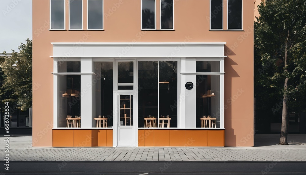 Nordic minimalist style front design for restaurant or cafe store