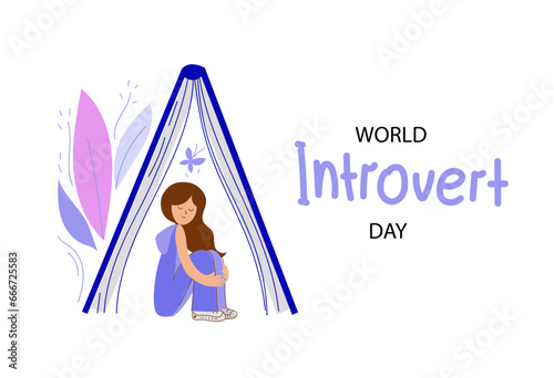World Introvert Day. January 2. Holiday concept. Hand drawn vector illustration.