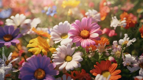 a group of colorful flowers