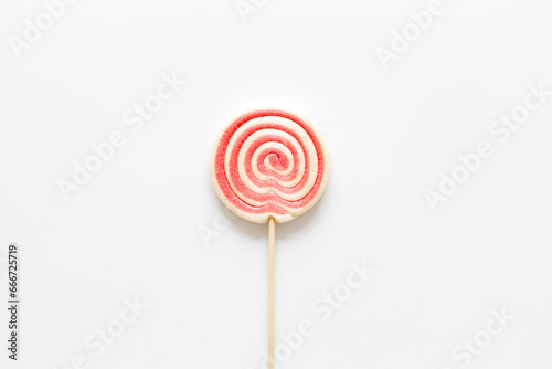 One colorful lollipop. Sweet food and candies background