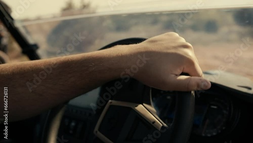 Wallpaper Mural Close up shot of male hand on car steering wheel. Torontodigital.ca