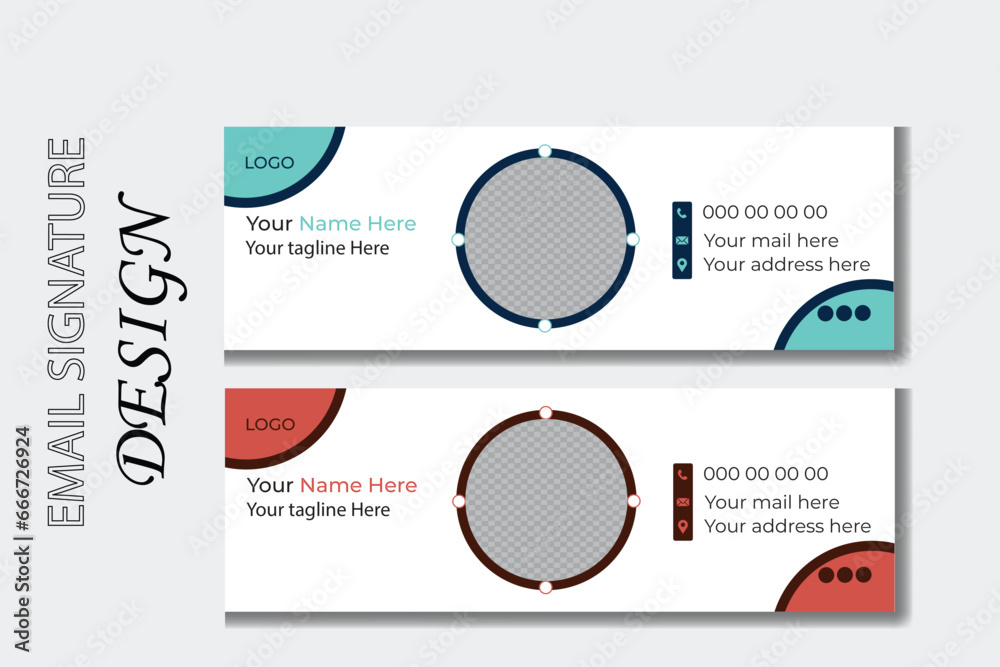 Obraz premium Colorful Email Signatures Template Vector Design. Business email signature with an author photo place.