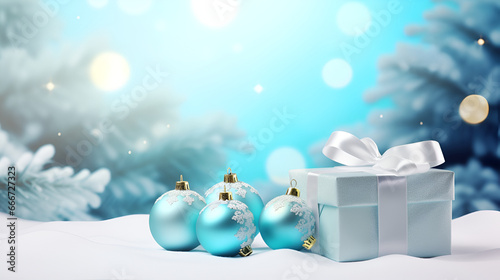 christmas background with boxes and snowflakes