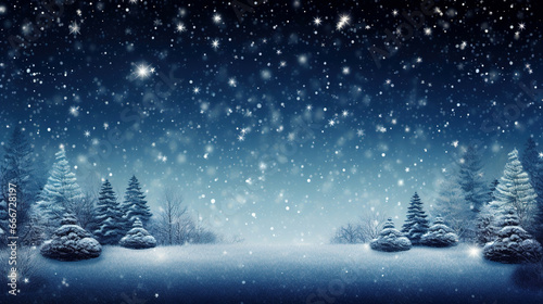 Starry Winter Night with Background with Copyspace, generative ai