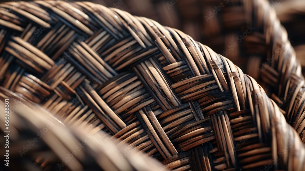 a close up of a wicker storage basket pattern - obrazy, fototapety, plakaty 