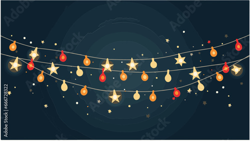 Guirlandes de Noël, boules et étoiles, IA générative photo