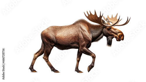 a bull moose walking in an isolated and transparent PNG in a Wildlife-themed, photorealistic illustration. Generative ai © Purple Penguin GFX