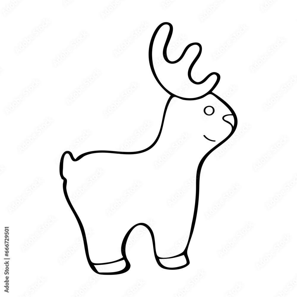 Coloring book reindeer. Hand drawn line art illustration. Coloring book reindeer. Hand drawn line art illustration.