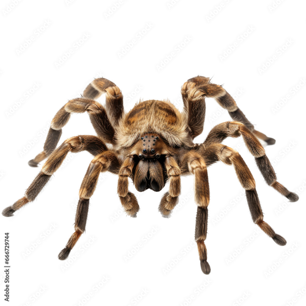 a tarantula spider 3/4 view in an isolated and transparent PNG in a Wildlife-themed, photorealistic illustration. Generative ai a tarantula spider 3/4 view in an isolated and transparent PNG in a Wildlife-themed, photorealistic illustration. Generative ai