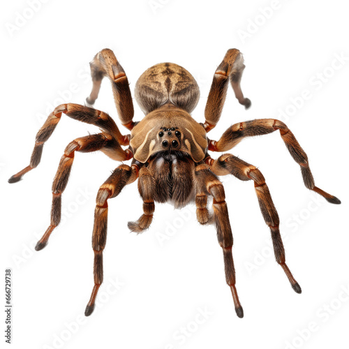 a tarantula spider 3/4 view in an isolated and transparent PNG in a Wildlife-themed, photorealistic illustration. Generative ai