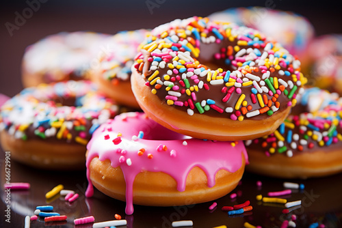 Variety of delicious and tasty donuts, each one a delectable treat waiting to be savored. Ai generated