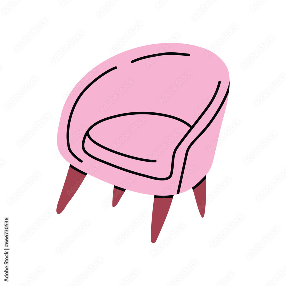 Cartoon Pink Armchair Icon Interior Furniture Concept Flat Design Style Isolated on a White Background. Vector illustration Cartoon Pink Armchair Icon Interior Furniture Concept Flat Design Style Isolated on a White Background. Vector illustration