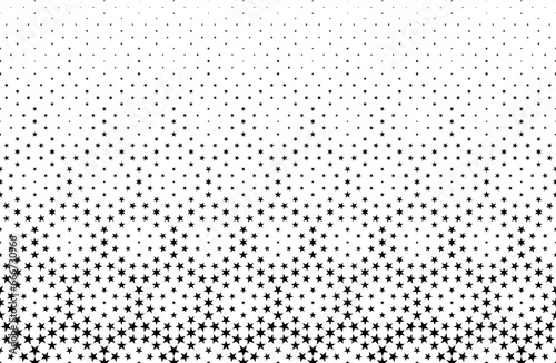 Diminishing stars . Geometric pattern in arabic style on a white background. Seamless in one direction. Average fadeout