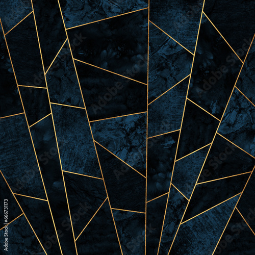 Navy Blue Abstract Tiles Mosaic