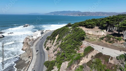 Beach Scene At San Francisco In California United States. Megalopolis Downtown Cityscape. Business Travel. Beach Scene At San Francisco In California United States. 