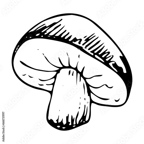 Boletus mushroom doodle. Collecting forest food. Hand drawn sketch.