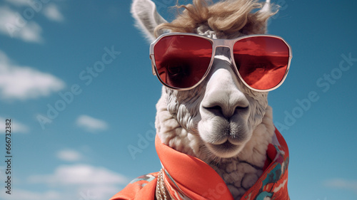cute llama with glasses © Aram