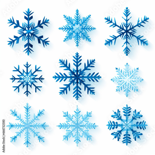 set of snowflakes on white