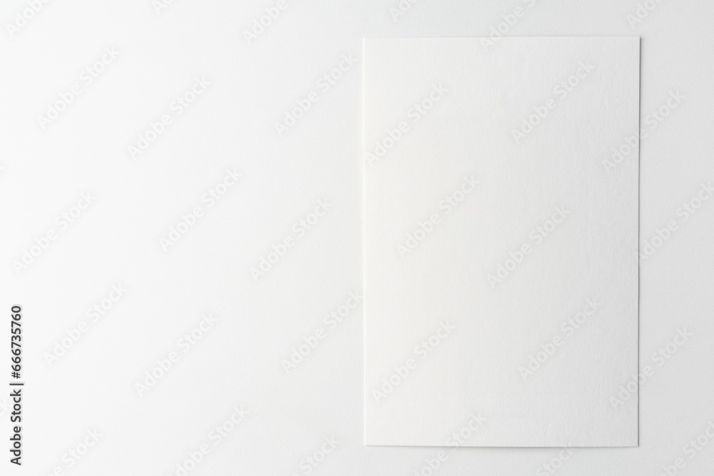 Empty white paper for text on white background
