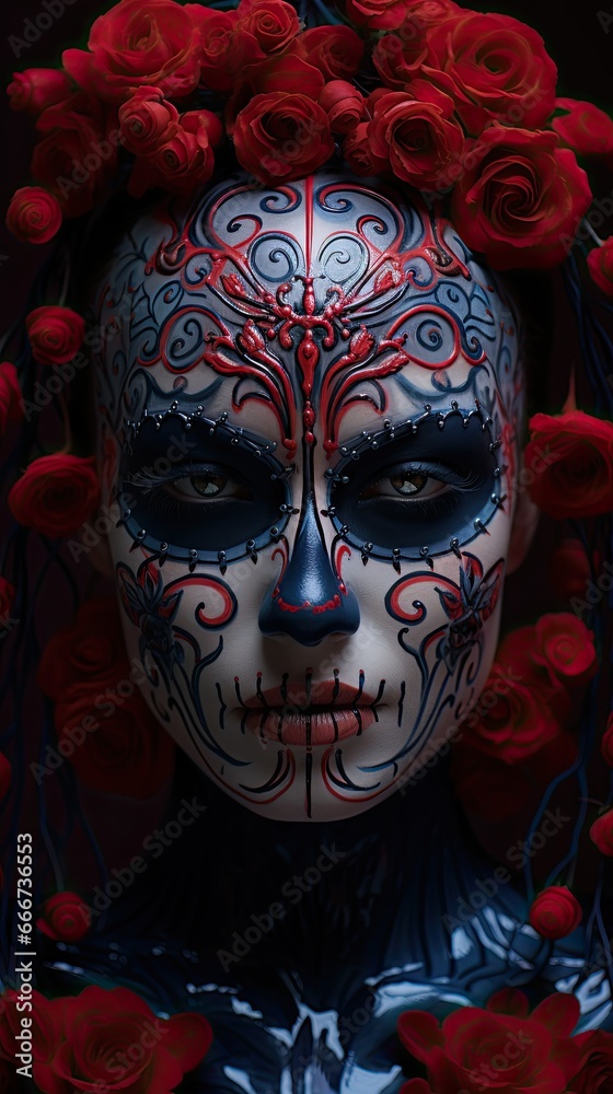 Colorful portrait day of the dead makeup