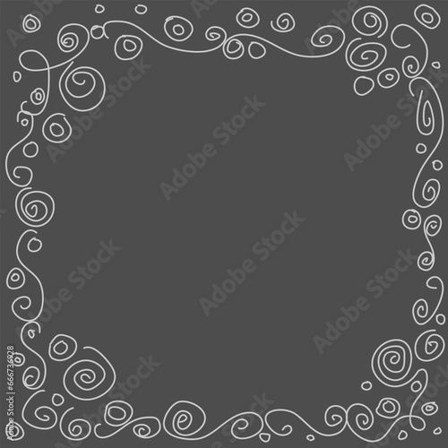Hand-drawn vector frame in the form of an original pattern on a gray background