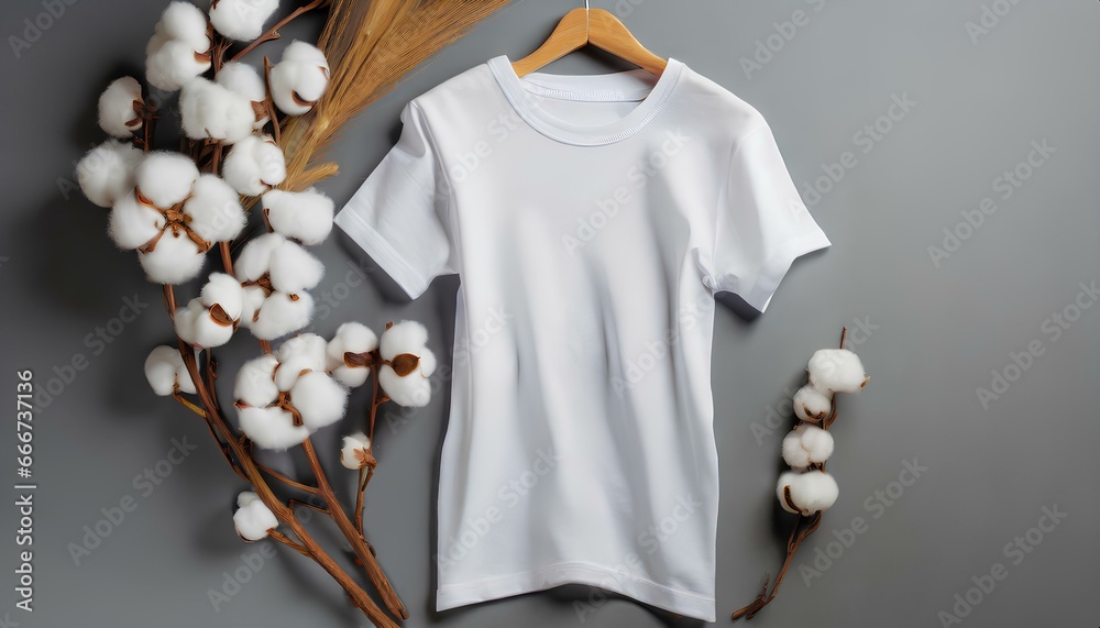 White Cotton Shirt with Cotton Plants White Cotton Shirt with Cotton Plants
