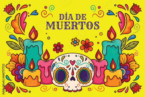 hand drawn dia de muertos background design vector illustration