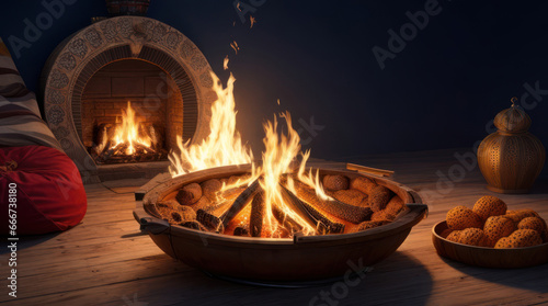 January 13, Lohri, sacred bonfire by the fireplace, traditional treats photo