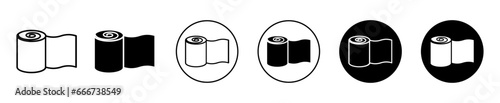 Bandage roll icon. Sticky first aid medical sellotape strip symbol set. Paper glue tape to stick on wound vector sign. stationery bandage roll or plastic adhesive tape line logo
