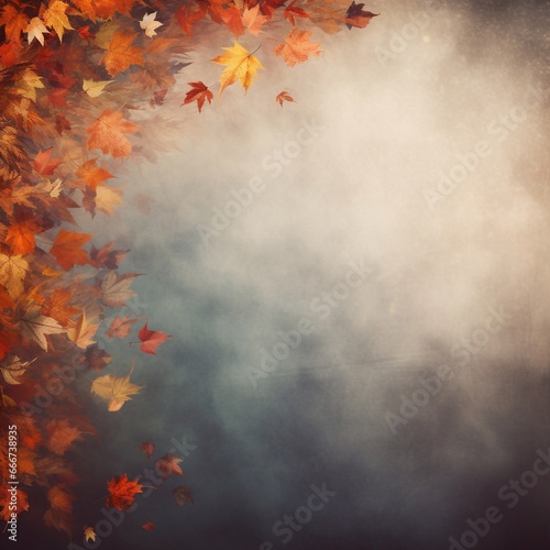 Autumn leaves flat lay mock up background