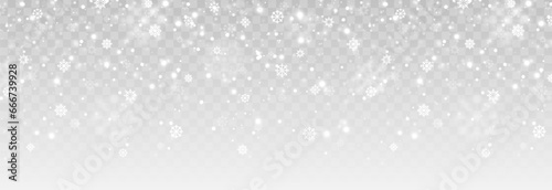 Vector snow background png. Snow png. Snowfall, blizzard, winter. Falling snowflakes. Christmas background.
