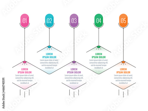 five steps chandelier infographic template. bulb  lamp information template. vector business infographic