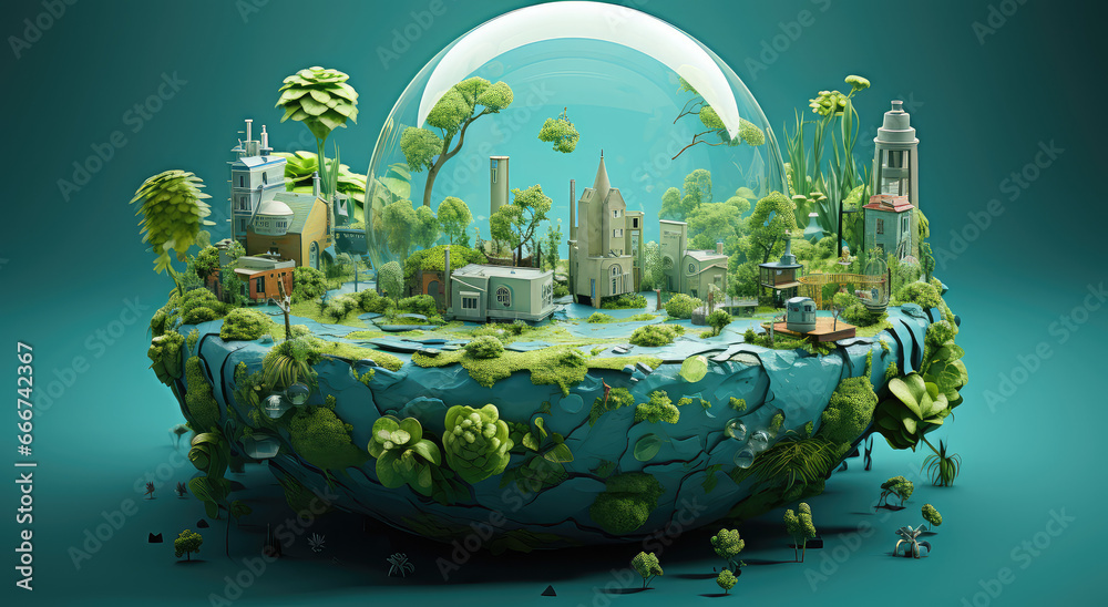 Fototapeta premium Koncepcja czystej wody na ziemi ochrony środowiska i uzdatniania wody.