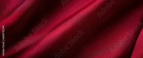Red textile fabric, closeup detail to structure - future clothing materials concept. Generative AI