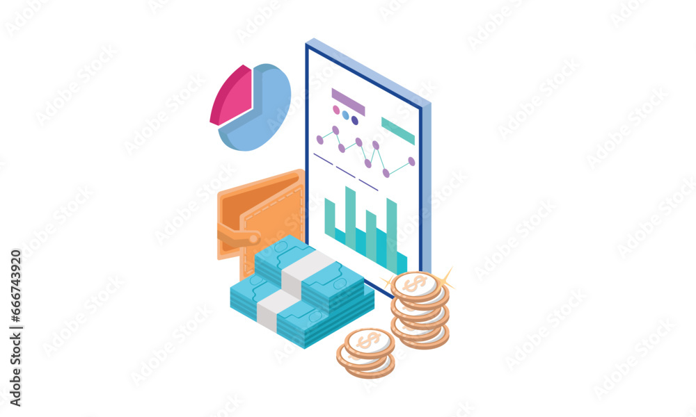 Financial management.on white background.3D design.isometric vector design Illustration. Financial management.on white background.3D design.isometric vector design Illustration.