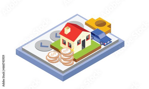 Conceptual Illustration of Inheritance Tax Advisor, Retirement Estate Planning.on white background.3D design.isometric vector design Illustration.