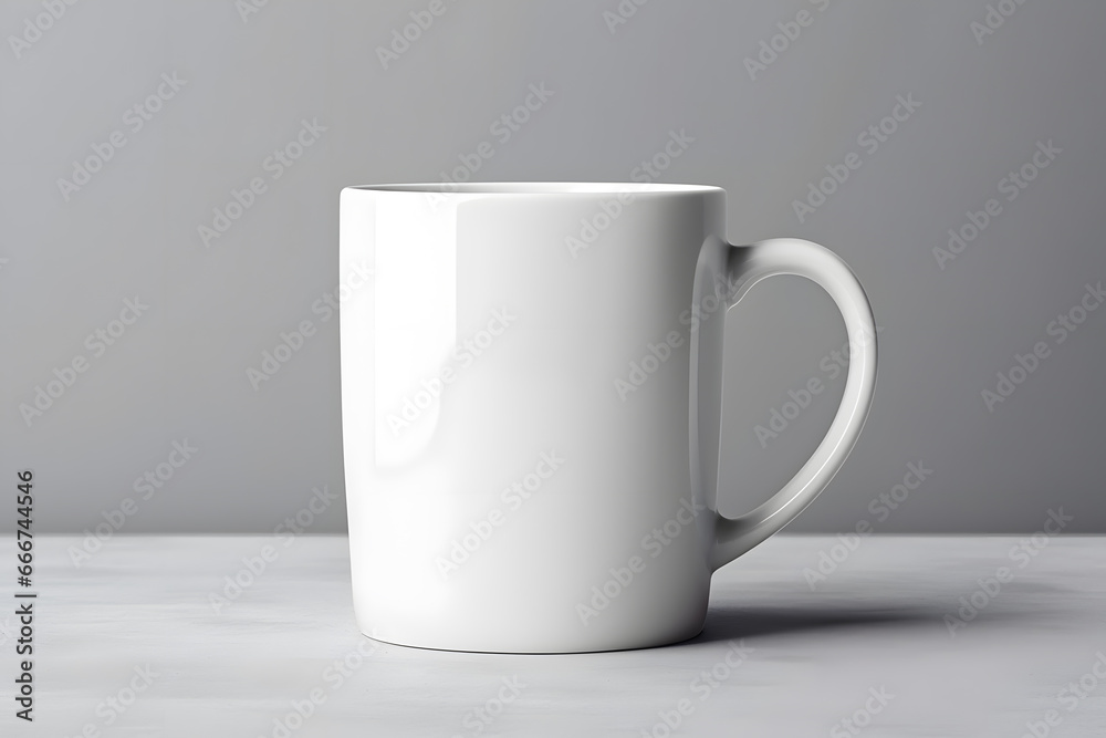 Obraz premium White ceramic mug mock up isolated on grey background