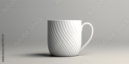 White ceramic mug mock up isolated on grey 
 background photo
