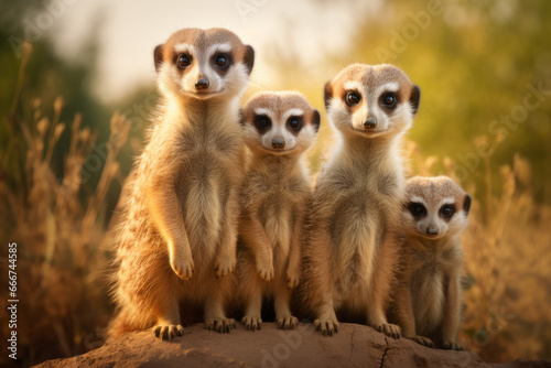 Familia de suricatos unidas. © ACG Visual