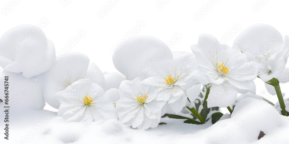 white flowers in snow white flowers in snow