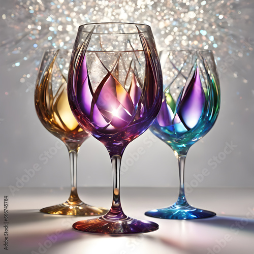 Colorful artistic wine glass celebration background AI generative art seq 11 of 13