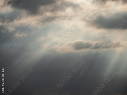 Mystical sky, sunbeam and cloud photo