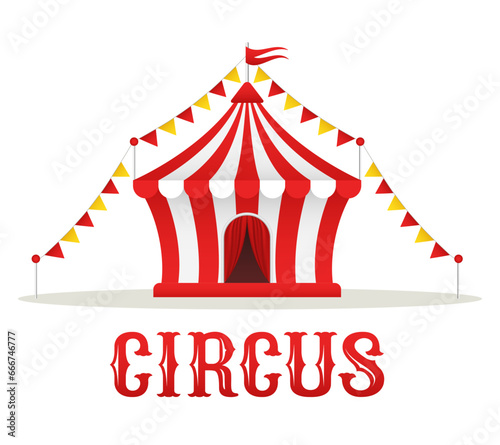 Circus. Circus dome and inscription. Vector clipart isolated on white background.