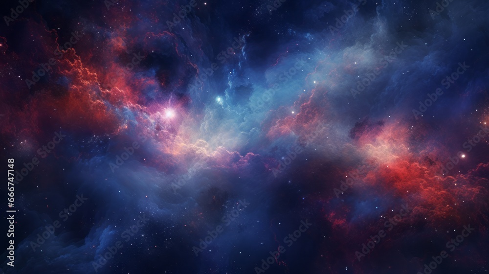 Abstract cosmos background, Milky Way, Stars, colours, copy space, 16:9 - obrazy, fototapety, plakaty 