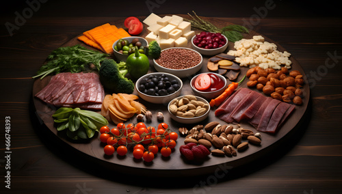 Platter with different types of food on it