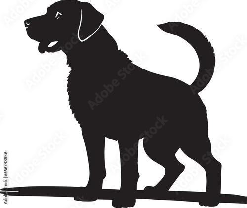 An illustration of a black and white Labrador Retriever  a breed known for its friendly and gentle nature