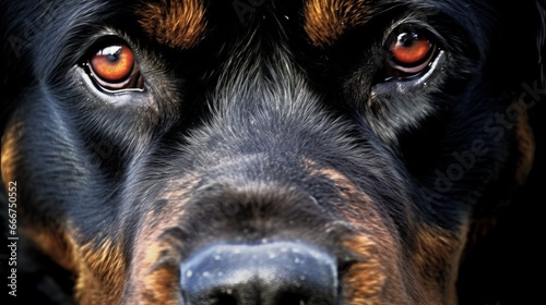 Intense Close-Up of a Rottweiler's Expressive Gaze